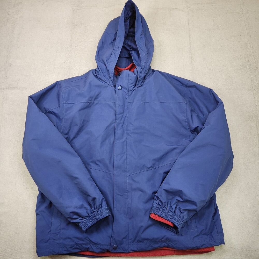 VTG L.L. Bean 3-In-1 Jacket Men 2XL Blue Hooded Waterproof Full Zip Fleece Liner